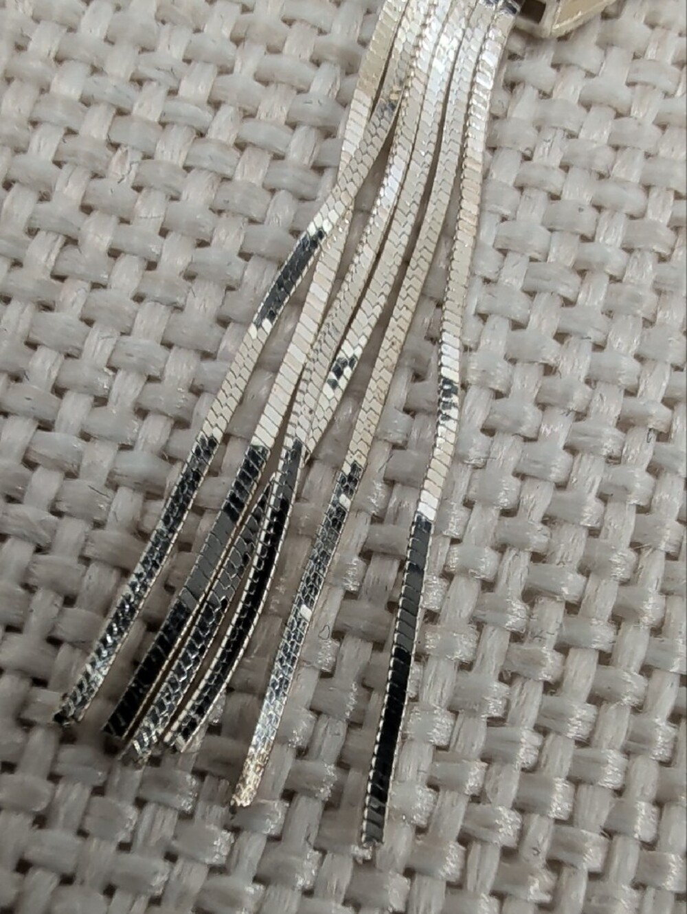 Milor Italy 925 Sterling Silver Hexagon Fringe Tassel Drop Earrings Vintage - Picture 14 of 17